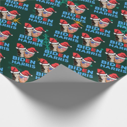 joe biden and kamala harris christmas santa hat wrapping paper