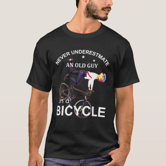 Joe Biden Bicycle Crash Funny Trump Did It RIDIN W T-Shirt (Front)