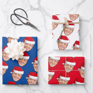 Joe Biden Blue Christmas Wrapping Paper Sheets