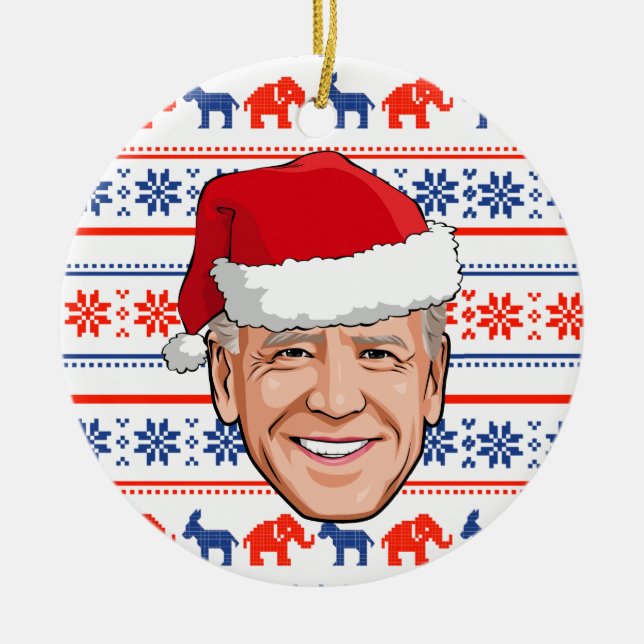 Joe Biden Christmas Ceramic Ornament (Front)
