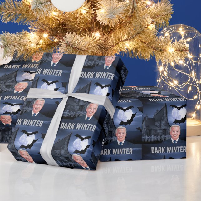 JOE BIDEN CHRISTMAS DARK WINTER WRAPPING PAPER (Holidays)