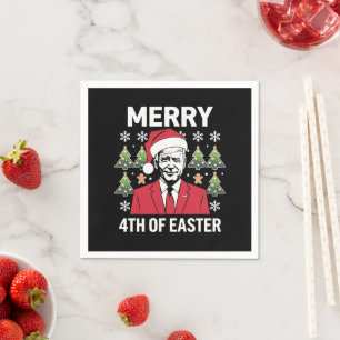 Joe Biden Christmas Santa Hat Merry 4th Of Easter Napkins