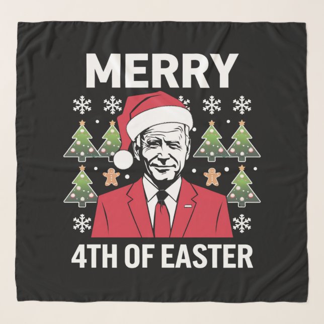 Joe Biden Christmas Santa Hat Merry 4th Of Easter  Scarf (Front)