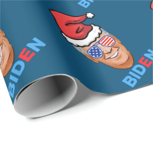 joe biden christmas santa hat wrapping paper