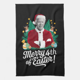 Joe Biden Christmas Santa Merry 4th Of Easter Xmas Kitchen Towel