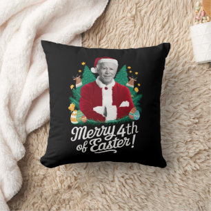Joe Biden Christmas Santa Merry 4th Of Easter Xmas Throw Pillow