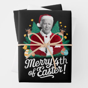 Joe Biden Christmas Santa Merry 4th Of Easter Xmas Wrapping Paper Sheets