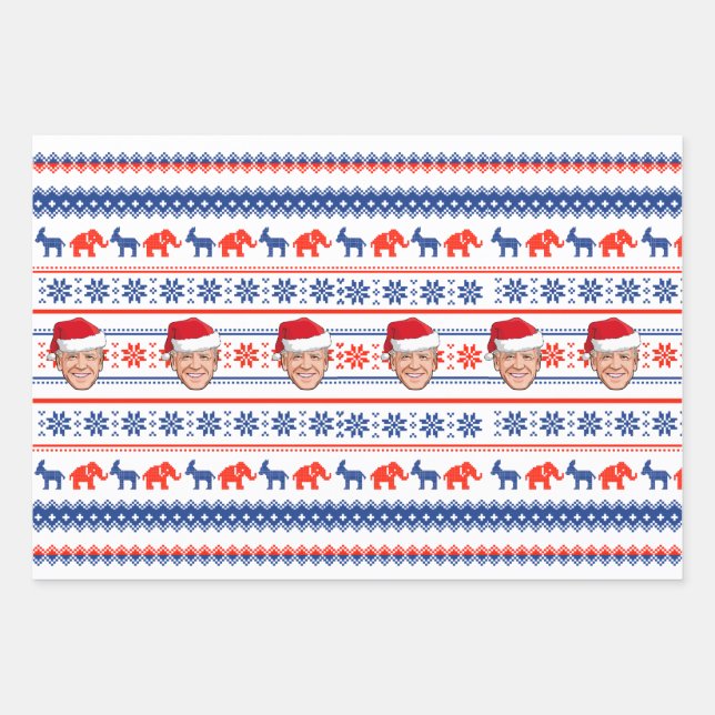 Joe Biden Christmas Wrapping Paper Sheets (Front)