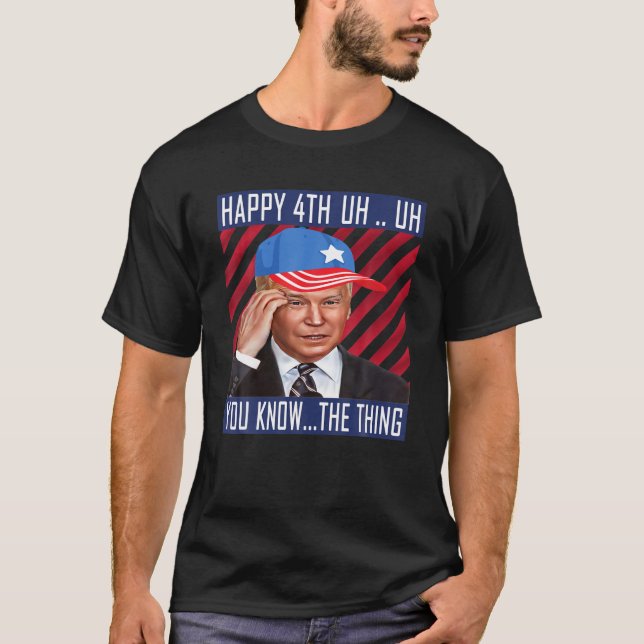 Joe Biden Confused Merry Happy Funny 4Th Of July T-Shirt (Front)