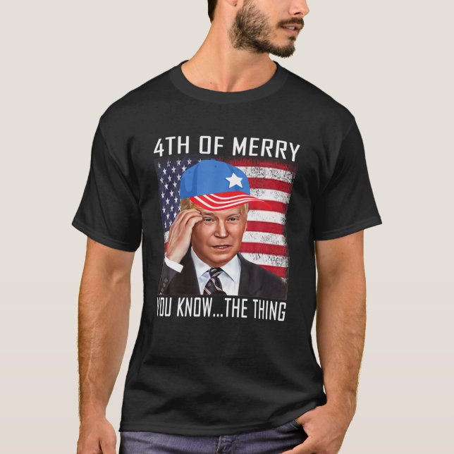 Joe Biden Confused Merry Happy Funny 4Th Of July T-Shirt (Front)