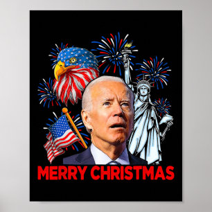 Joe Biden Confused Patriotic Merry Christmas For 4 Poster