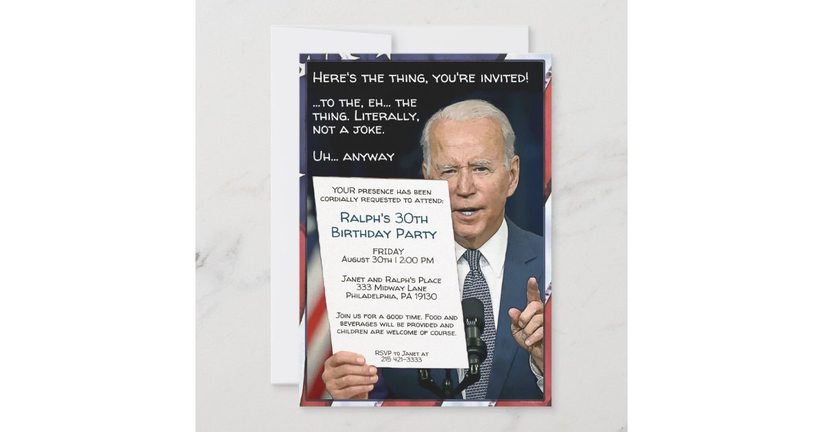 Joe Biden Customizable Party Invitation | Zazzle