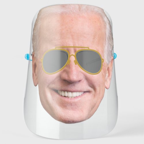 Joe Biden Face Photo with Dark Gold Sunglasses Face Shield