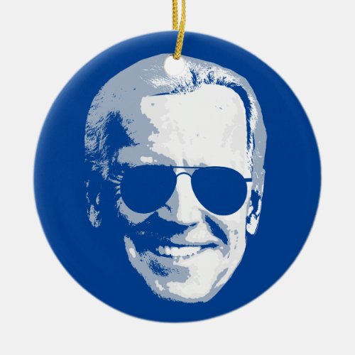 Joe Biden Face with Aviators Ceramic Ornament