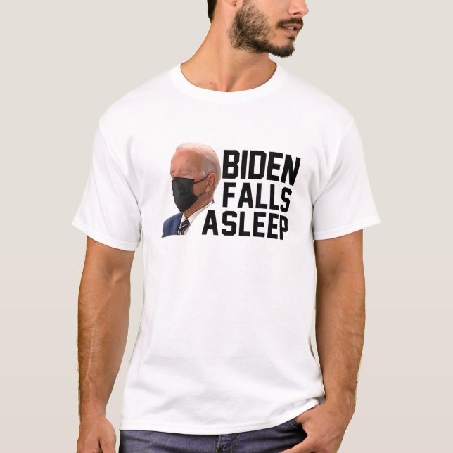 Joe Biden Falls Asleep Funny Joe Biden Sleeping T-Shirt (Front)