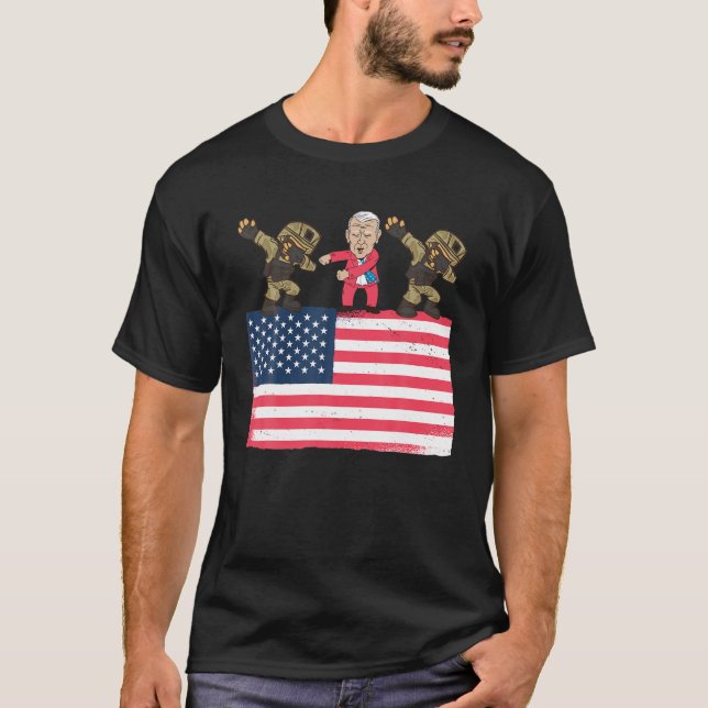 Joe Biden Flossing Dabbing Soldier Patriotic Ameri T-Shirt (Front)