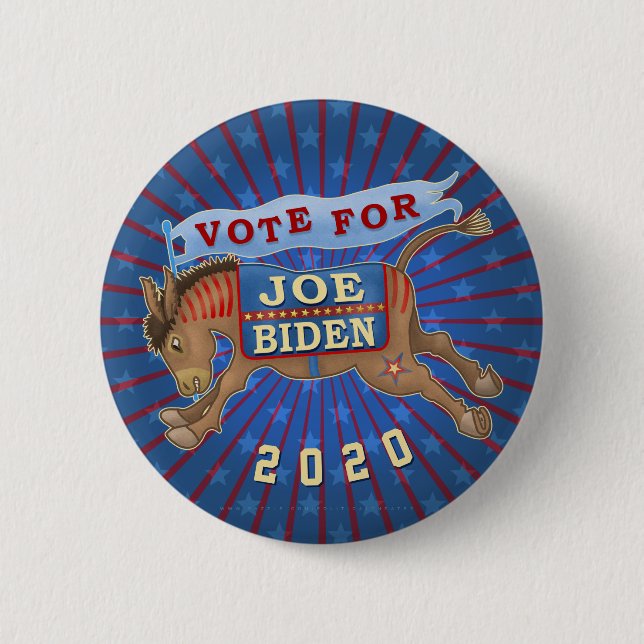 Joe Biden for President 2020 Democrat Donkey Button (Front)
