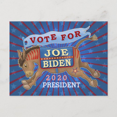 Joe Biden for President 2020 Democrat Donkey Postcard