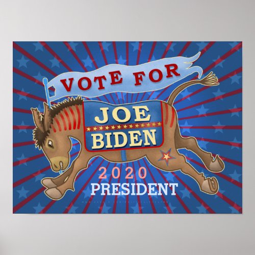 Joe Biden for President 2020 Democrat Donkey Poster