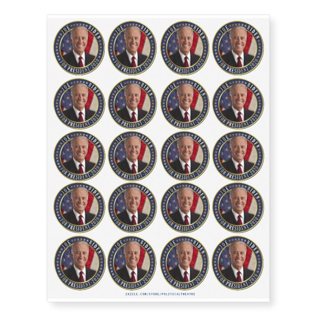 Joe Biden for President 2020 Democrat Photo Temporary Tattoos (Front)
