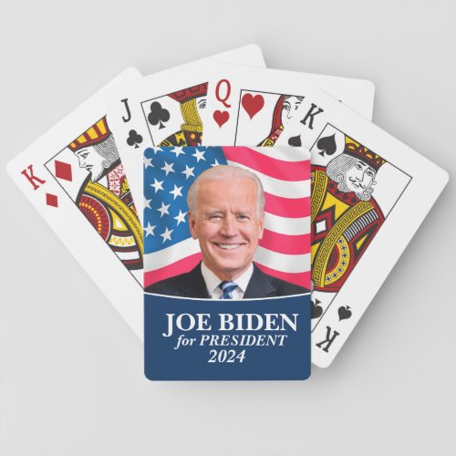 Joe Biden for President Photo and Flag 2024 Poker Cards
