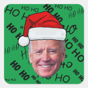 Joe Biden Funny Green Ho Ho Christmas Square Sticker