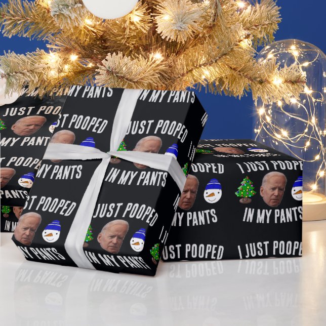 JOE BIDEN funny POOPED CHRISTMAS WRAPPING PAPER (Holidays)