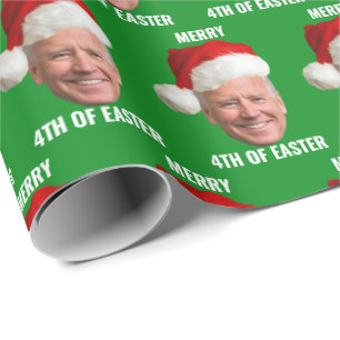 Joe Biden Happy 4th Of Easter Christmas Green Wrapping Paper
