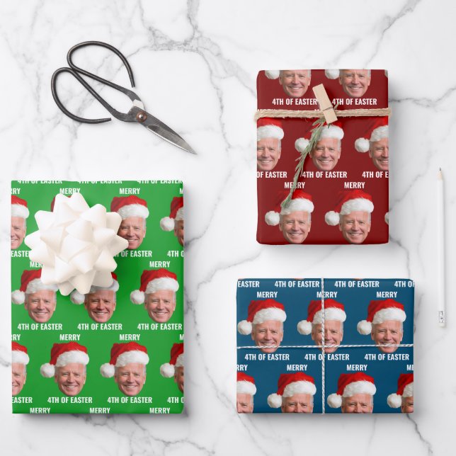 Joe Biden Happy 4th Of Easter Christmas Wrapping Paper Sheets (Front)