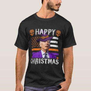 Joe Biden Happy Halloween Happy Christmas US Flag T-Shirt