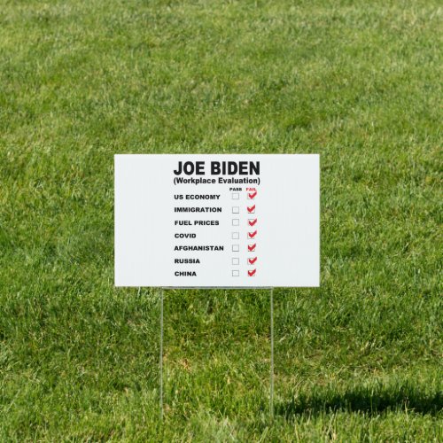 Joe Biden Job Evaluation Sign