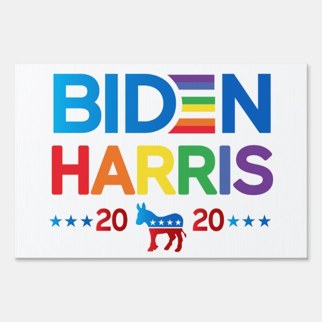 Joe Biden Kamala Harris 2020 Rainbow Gay Pride Sign (Back)