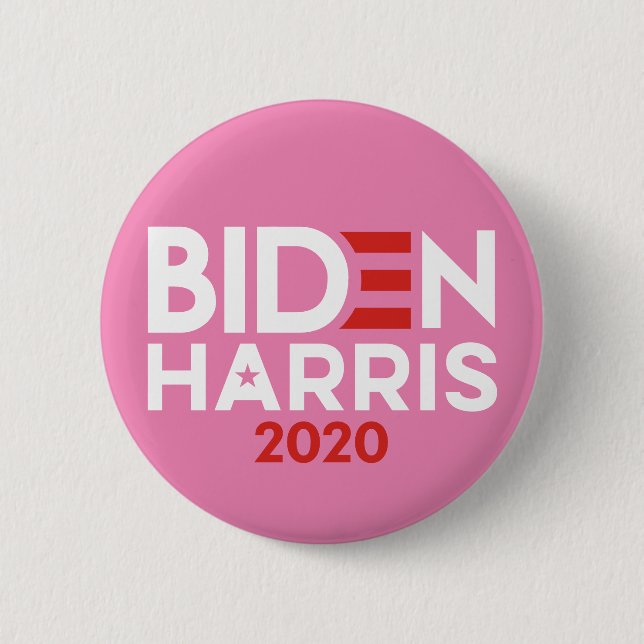 Joe Biden Kamala Harris 2020 Red white pink Button (Front)