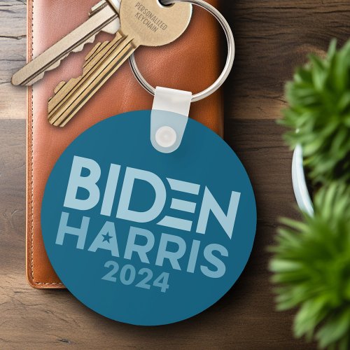 Joe Biden Kamala Harris 2024 blue white Keychain