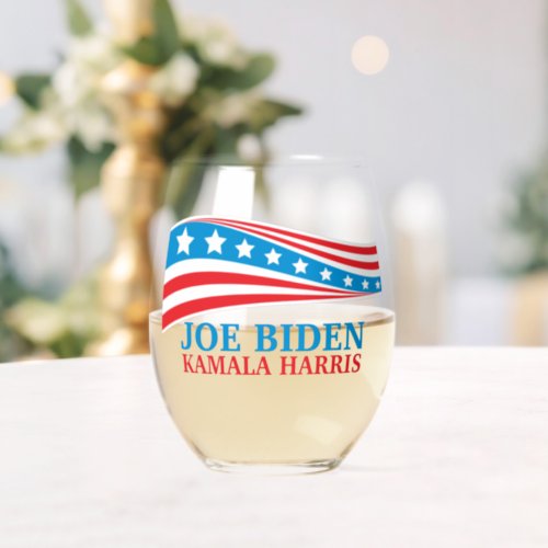 Joe Biden Kamala Harris 2024 Election Wave Stemless Wine Glass