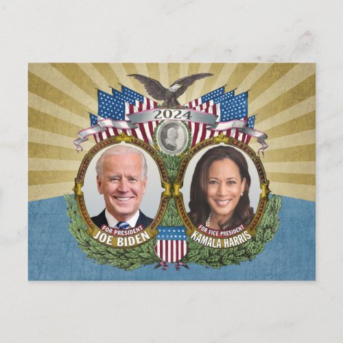 Joe Biden Kamala Harris 2024 _ Jugate Photo Postcard