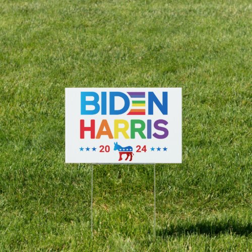 Joe Biden Kamala Harris 2024 Rainbow Gay LGBTQ Sign