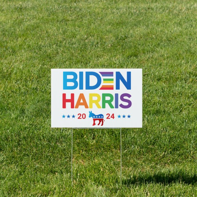 Joe Biden Kamala Harris 2024 Rainbow Gay LGBTQ Sign (Insitu)
