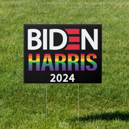Joe Biden Kamala Harris 2024 Rainbow Gay Pride  Sign