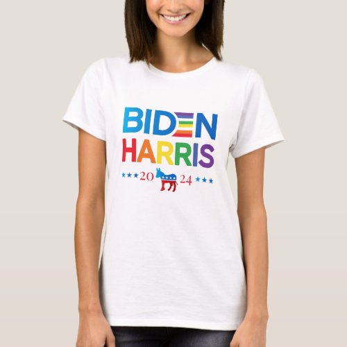 Joe Biden Kamala Harris 2024 Rainbow Gay Pride T_Shirt