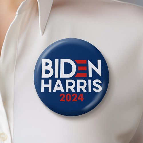 Joe Biden Kamala Harris 2024 Red white blue Button