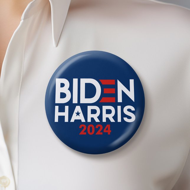 Joe Biden Kamala Harris 2024 Red white blue Button (Biden Harris 2024 Button)
