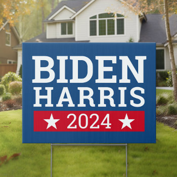 Joe Biden Kamala Harris 2024 Red White Blue Stars Sign by theNextElection at Zazzle