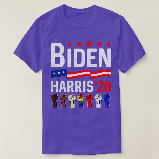 Joe Biden Kamala Harris Anti Racism LGBT Support T-Shirt (Design Front)