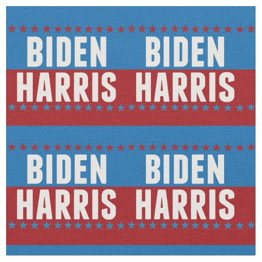 Joe Biden Kamala Harris Blue Red Stars Fabric
