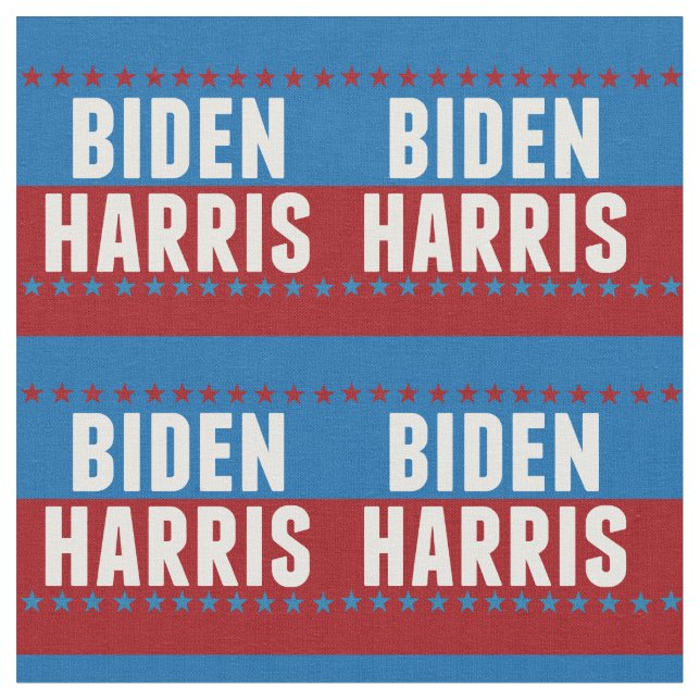 Joe Biden Kamala Harris Blue Red Stars Fabric (Close Up)