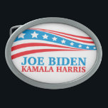 Joe Biden Kamala Harris for America 2024 Election Belt Buckle<br><div class="desc">Joe Biden Kamala Harris American Flag belt buckle for the democratic party candidates. Vote democrat in the 2024 election to pick Biden for president. Cool American flag design for the presidential election. Red,  white,  and blue with cute stars.</div>