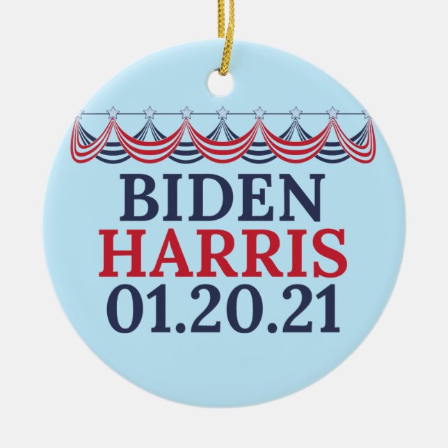 Joe Biden Kamala Harris Inauguration Day Ceramic Ornament (Front)