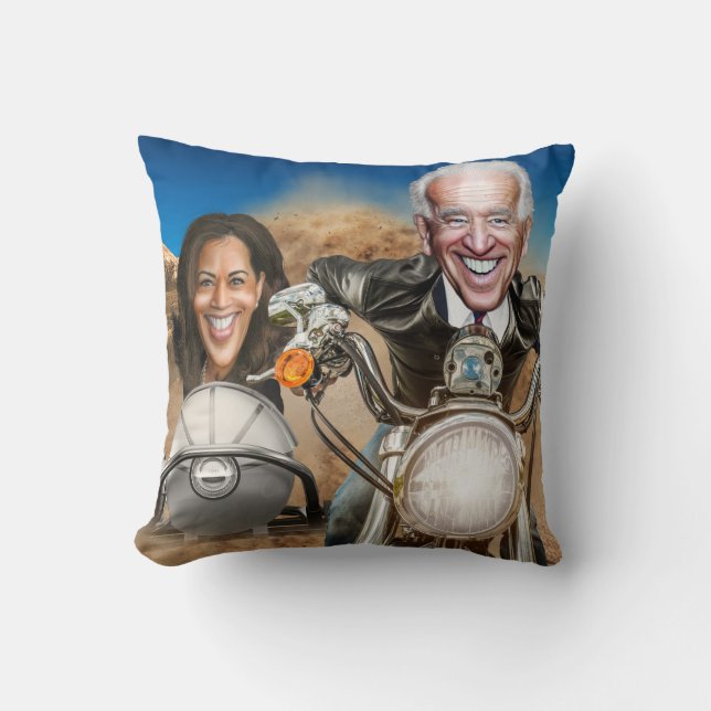 Joe Biden, Kamala Harris Ridin' to the White House Throw Pillow (Front)