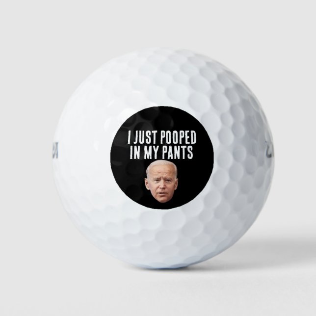 JOE BIDEN POOPED PANTS FUNNY GOLF BALLS (Front)